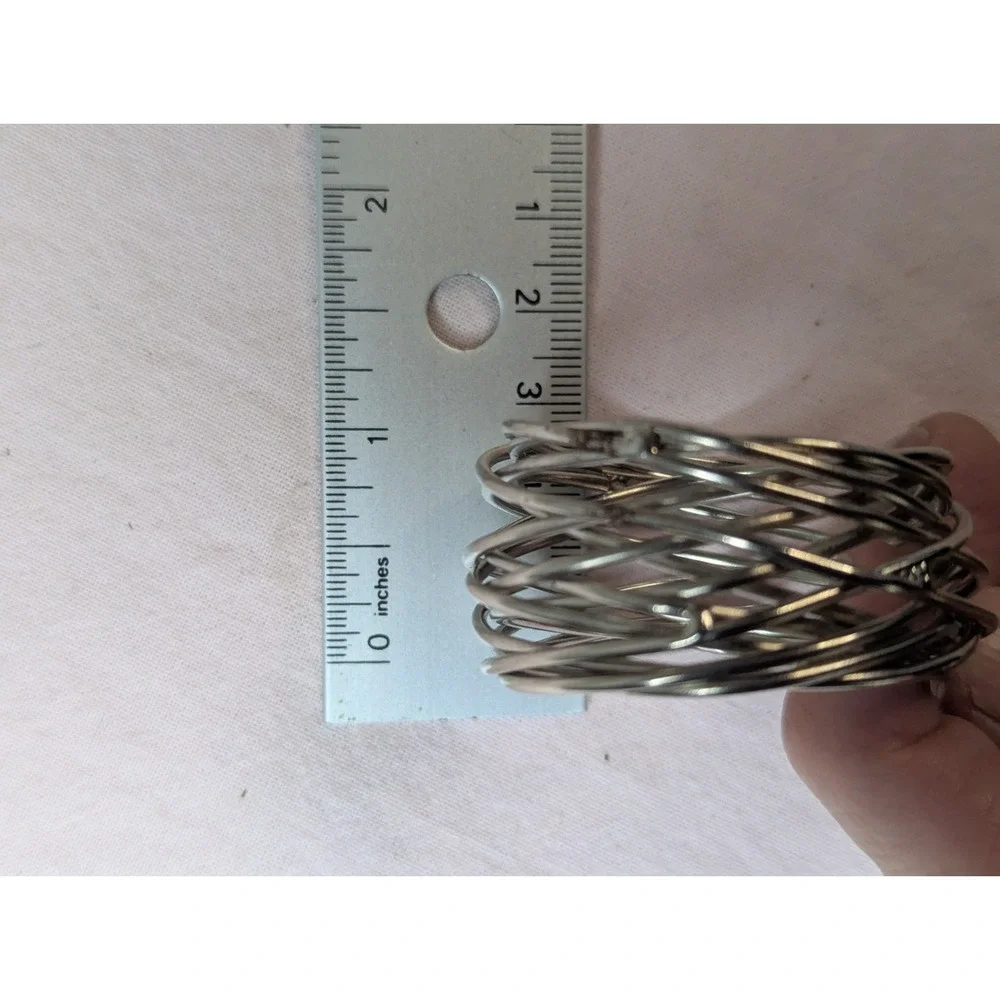 6 lot silver twisted metal napkin rings‎ holder tablescape table decoration